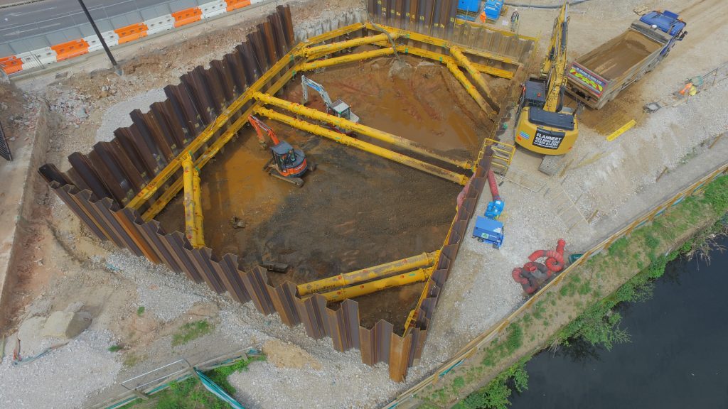 Cofferdam close up.